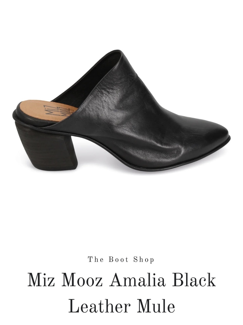 MIZ MOOZ Amalia Black Leather Mule